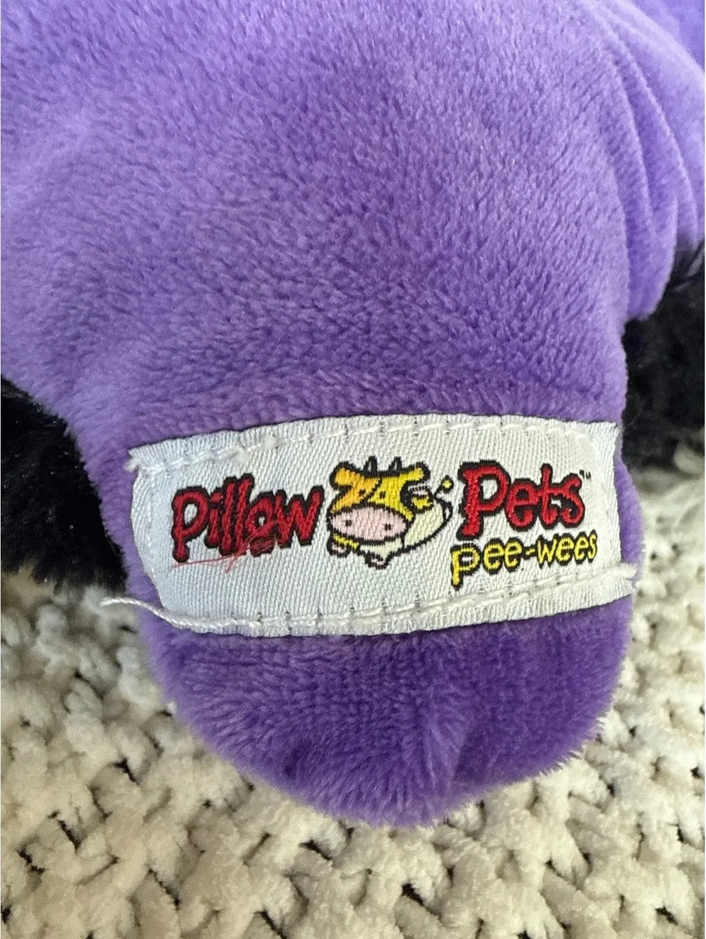 Pillow Pets Pee-Wees Black and Purple Cat Plush Pillow